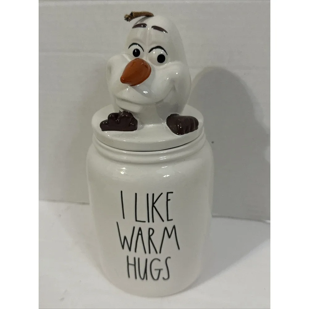 Rae Dunn Disney Frozen Olaf I Like Warm Hugs Ceramic Canister Cookie Jar White